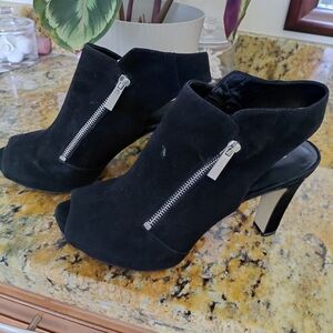 Franco Sarto Black Zippered Heeled Boots